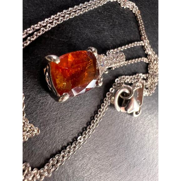 NEW tangerine kyanite and zircon pendant chain in rhodium over sterling silver - Picture 12 of 16